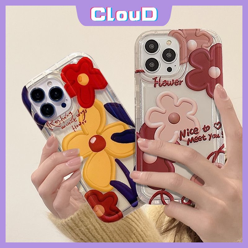 Untuk Oppo A17K A9 Reno5 4F A17 A95 A77 A5s A16 A55 A57 A7 A54 A3s A16K A52 A92 A5 A74 A96 A15 A31 A1K A53 A76 A77s A12 A12E A16s Lukisan Minyak Bunga Ins Korea Airbag Floral Case