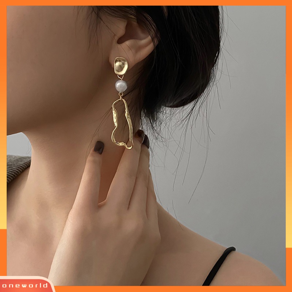 [WOD] 1pasang Anting Menjuntai Temperamen Hias Tidak Teratur Menarik Semua Pertandingan Perhiasan Hadiah Mutiara Imitasi Dekorasi Wanita Figure Wajah Bulat Liontin Drop Earrings Untuk Pacaran