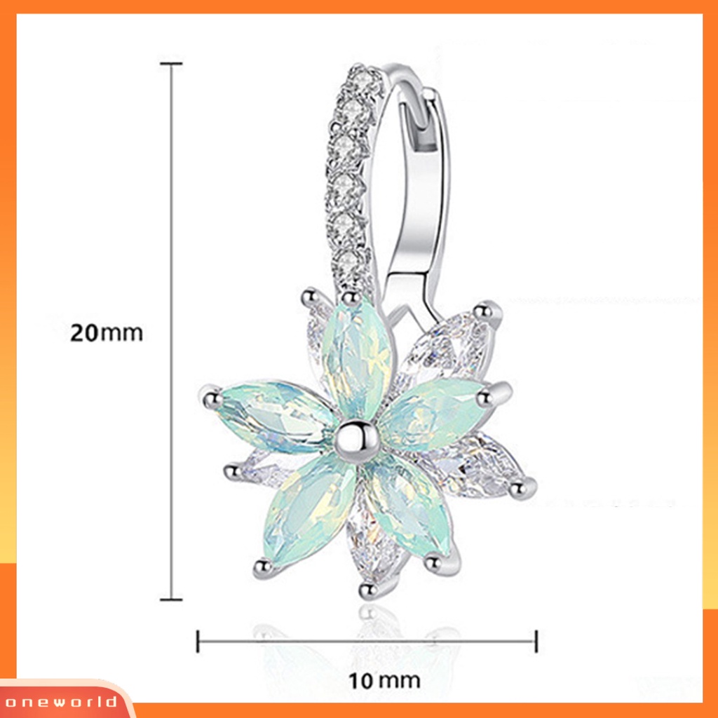 [WOD] 1pasang Anting Hoop Cubic Zirconia Batu Imitasi Bening Geometris Kilau Terang Poles Halus Hias Hadiah Wanita Snowflake Pendant Earrings Fashion Perhiasan Untuk Pacaran