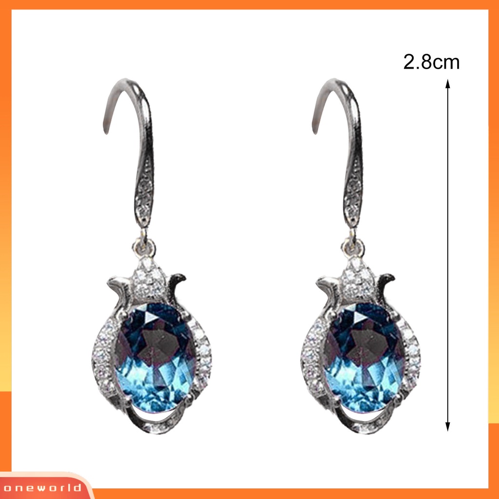 [WOD] 1pasang Anting Kait Imitasi Topaz Berlian Imitasi Wanita Kilau Terang Tahan Lama Drop Earrings Untuk Pernikahan