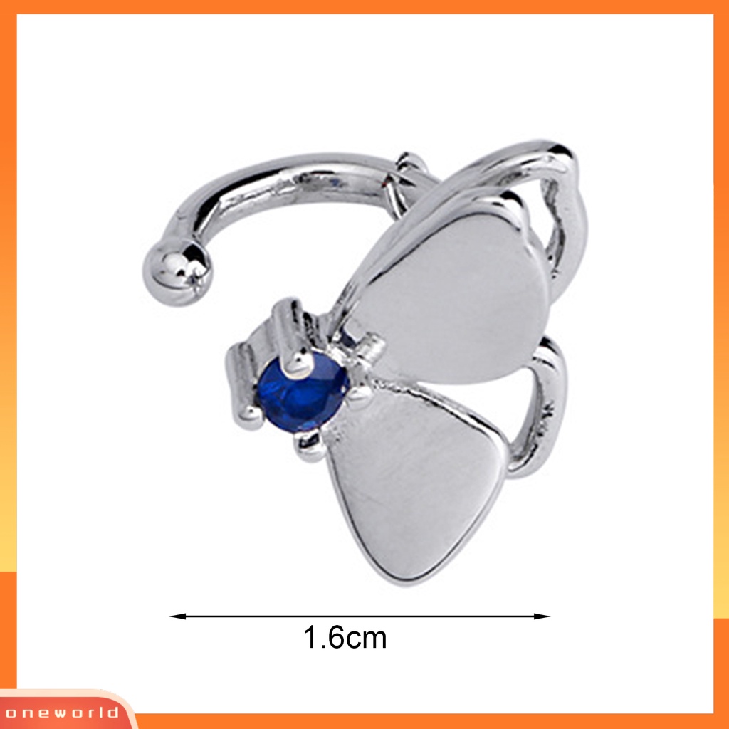 [WOD] 1pc Manset Telinga Keren Non-piercing Geometris Biru Cubic Zirconia Kilau Terang Hias Hadiah Wanita Double-layered Butterfly Klip Anting Perhiasan Untuk Pakaian Sehari-Hari