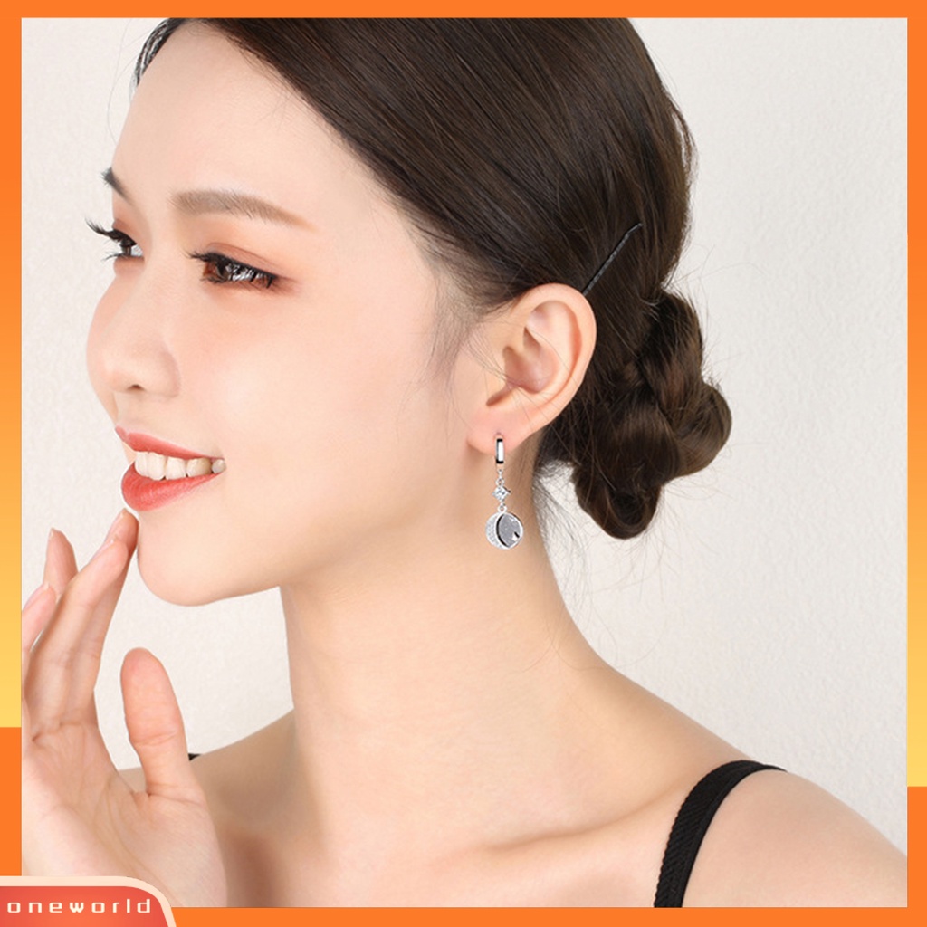 [WOD] 1pasang Anting Wanita Romantis Bulan Bintang Berlian Imitasi Hoop Menjuntai Earrings Untuk Hadiah