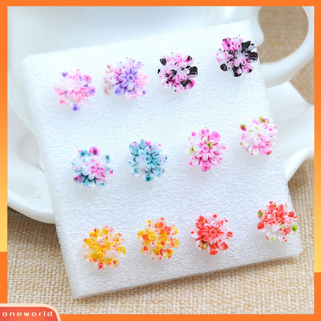 [WOD] 6pasang /Set Anting Mini Portable Lucu Berbagai Warna Manis Resin Marguerite Ear Ring Jewelry Untuk Tanggal