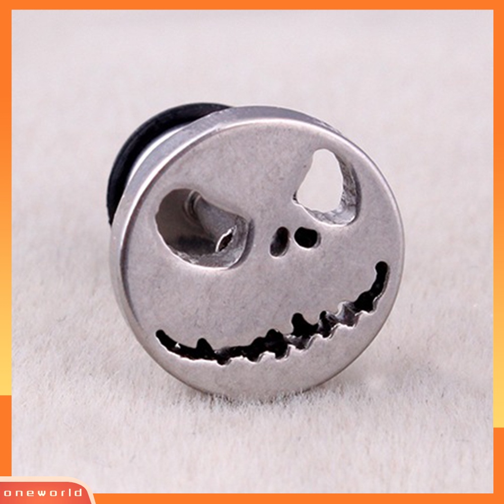 [WOD] 1pc Pria Wanita Halloween Tengkorak Baja Titanium Telinga Stud Anting Tindik Perhiasan