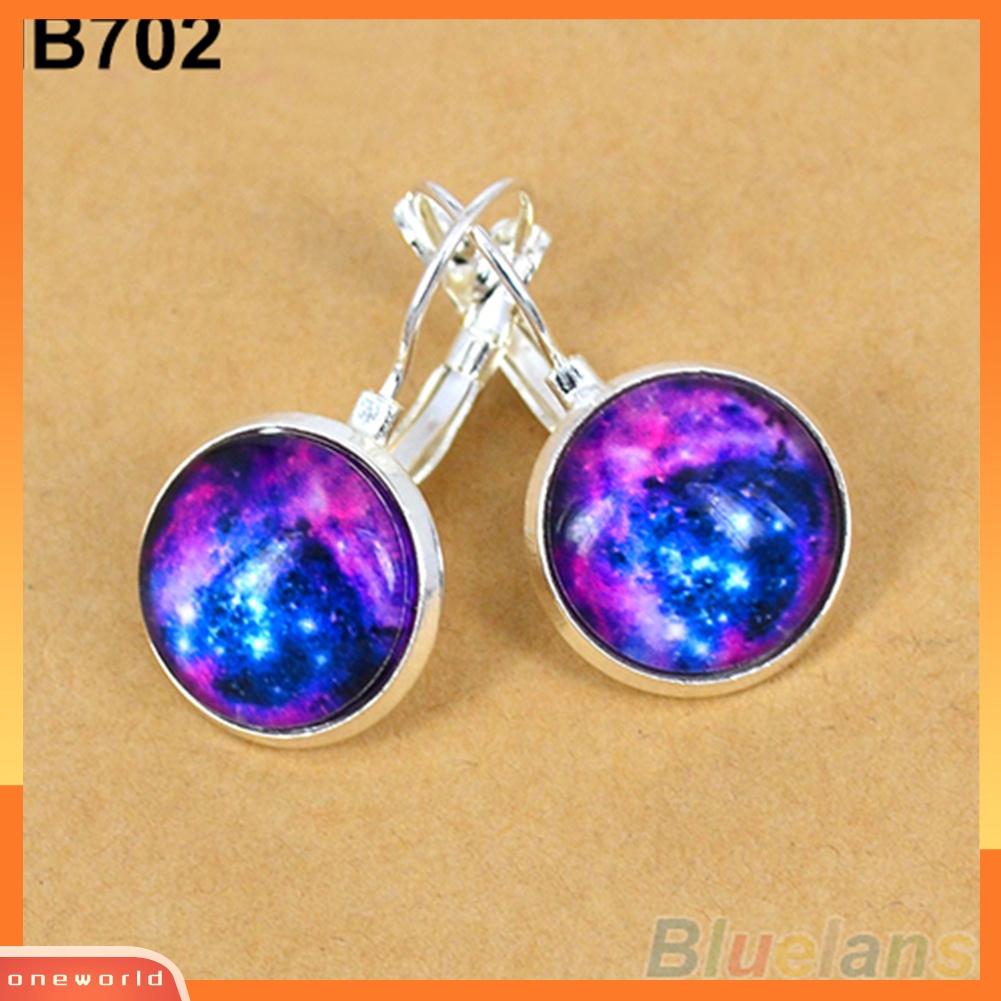 [WOD] Pesona Kaca Luar Angkasa Galaxy Wanita Perak Berlapis Perancis Tuas Kembali Drop Anting-Anting