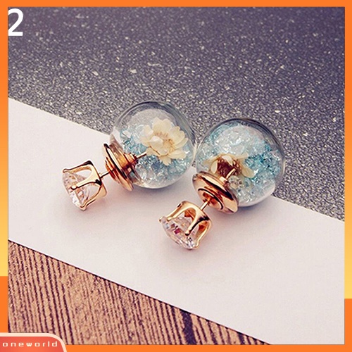 [WOD] 1pasang Fashion Wanita Lady Elegan Bunga Berlian Imitasi Ear Stud Earrings Jewelry