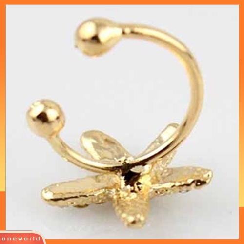 [WOD] 1buah Glitter Berlian Imitasi Dekorasi Lucu Pola Bintang Laut Telinga Stud Klip Manset Anting Hadiah