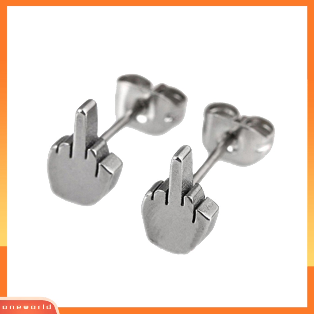 [WOD] Ear Stud Anting Motif Jari Bahan Stainless Steel Anti Karat Bebas Alergi Untuk Kehidupan Sehari-Hari