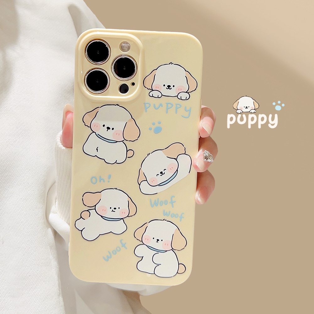 IPHONE Ins Lucu Silly Dog Kartun Silikon Case Untuk Iphone14 11 12 13 PRO MAX Casing Cover Pelindung AT0349