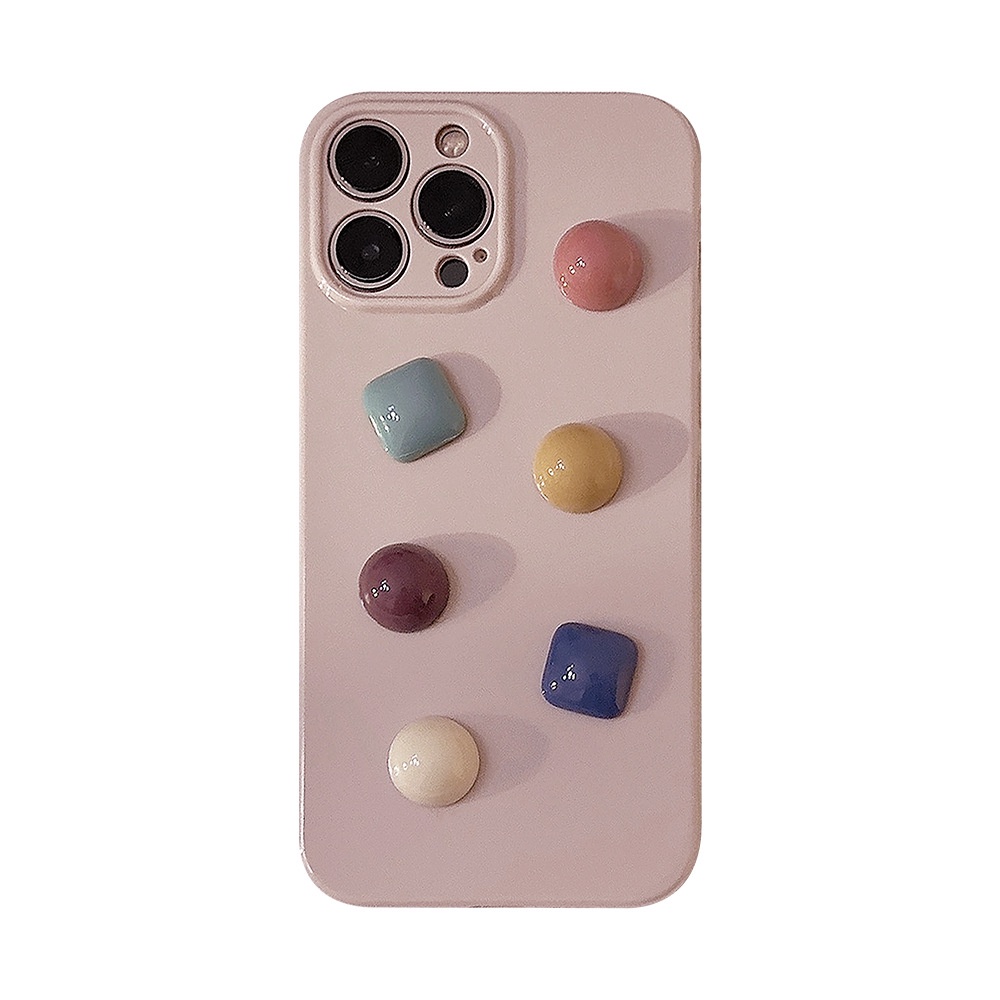 IPHONE Ins 3D Lovely Colorful Candy Beans Silicone Case Untuk Iphone14 11 12 13 PRO MAX Casing Cover Pelindung AT0330