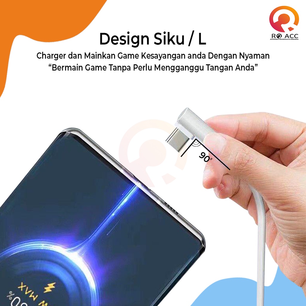 [RO ACC] ELBOW KABEL DATA CHARGER XIAOMI 6A 120W TYPE C TURBO FAST CHARGING ORIGINAL