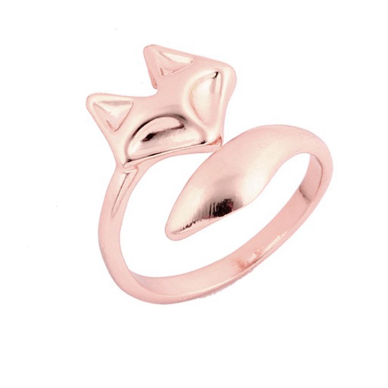 Trendy Cincin Rubah Hewan Untuk Wanita Mode Indah Rubah Dengan Ekor Panjang Pesona Knuckle Finger Ring Jewelry