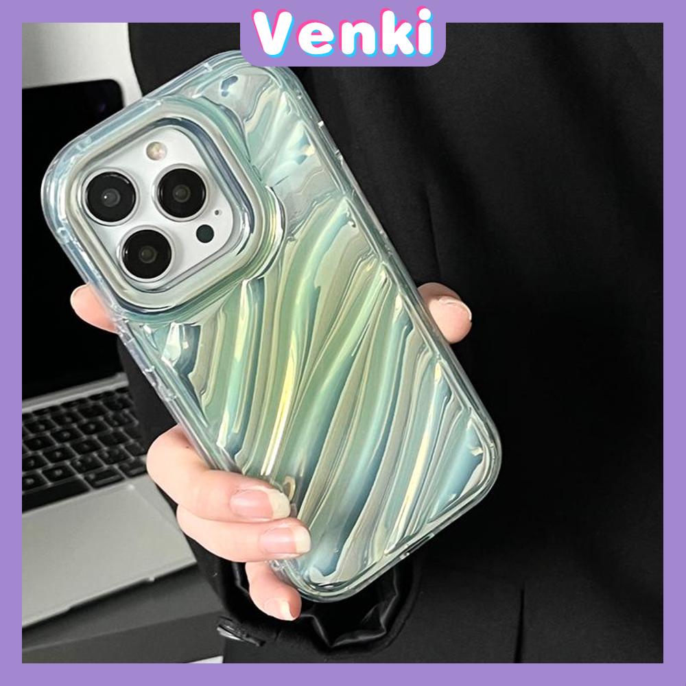 VENKI - iPhone Case untuk iPhone 11 Laser Reflektif Bening Phone Case TPU Soft Shockproof Airbag Case Gradien Hijau Kompatibel dengan iPhone 14 13 Pro Max 12 Pro Max XR XR 7Plus 8Plus