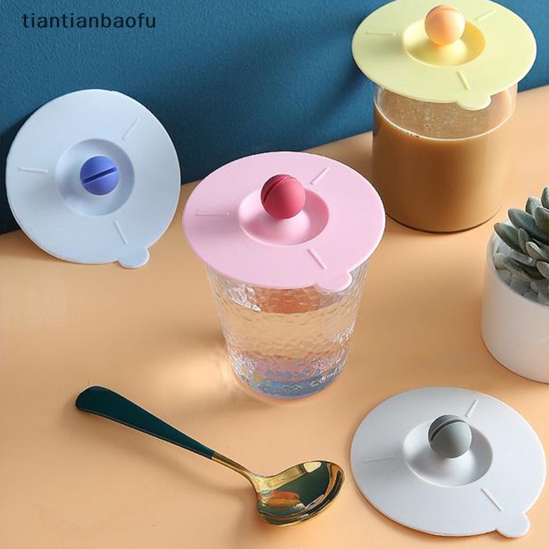 [tiantianbaofu] Reusable Silicone Cup Cover Lucu Seal Suction Cup Cover Tahan Debu Anti Bocor Teh Kopi Tutup Cap Cangkir Aksesoris Butik