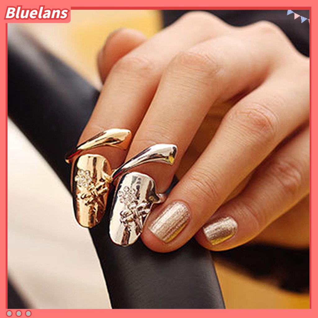 [BLS] 1pc Cincin Kuku Jari Poles Berlian Imitasi Alloy Alloy Finger Nails Ring Untuk Pesta