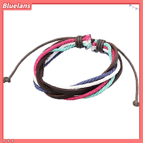 [BLS] Unisex Punk Fashion Perhiasan Pesona Gelang Kulit Imitasi Dikepang Tali Bangle