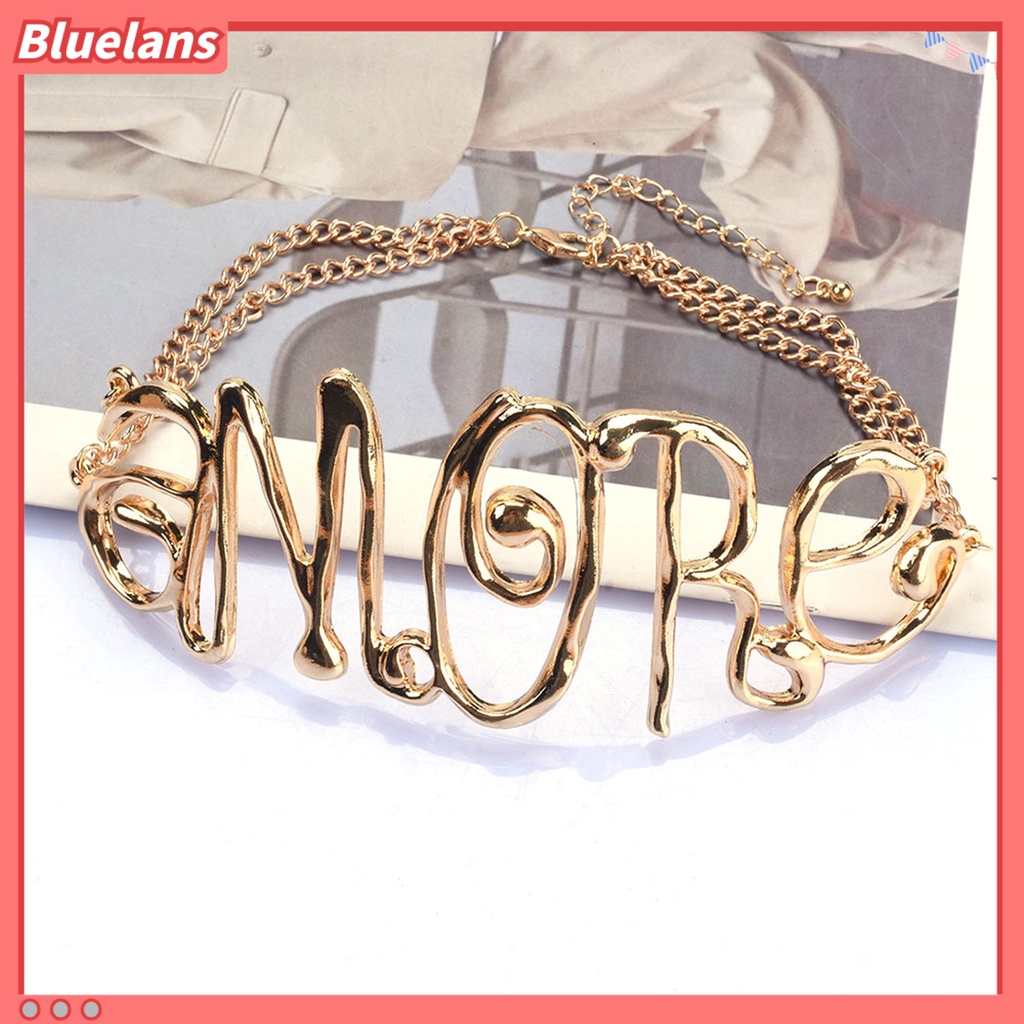 [BLS] Kalung Choker Vintage Hip Hop Shiny Letter MORE Butterfly Dekoratif Hadiah Wanita Rantai Logam Kalung Pendek Retro Perhiasan
