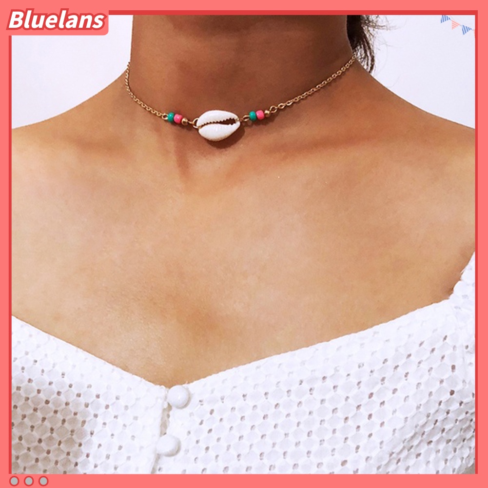 [BLS] Bohemian Wanita Musim Panas Pantai Adjustable Beads Shell Choker Kalung Perhiasan