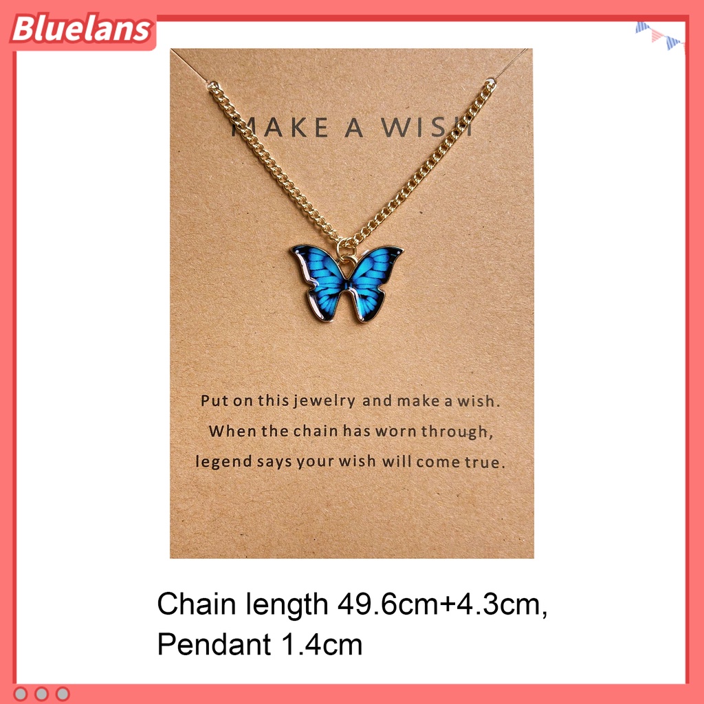 [BLS] Wanita Kalung Hidup Indah Tepi Halus Dipoles Kupu-Kupu Bentuk Pacaran Leher Rantai Aksesori Perempuan