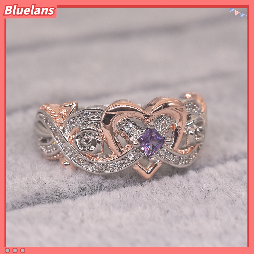 [BLS] Wanita Cincin Berlian Imitasi Mengkilap Hias Electroplating Geometris All-match Dekorasi Cubic Zirconia Desain Bunga Mawar Wanita Hati Cincin Perhiasan Untuk Pakaian Sehari-Hari