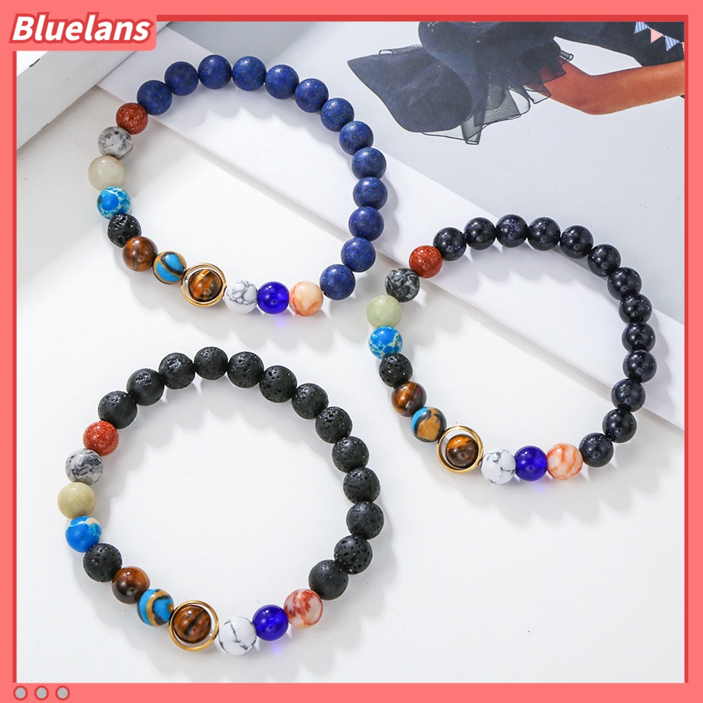 [BLS] Planet Gelang Manik-Manik Delapan Planet Batu Vulkanik Imitasi Warna-Warni Geometris Hadiah Sahabat Pria Wanita Semesta Tata Surya Manik-Manik Gelang Perhiasan Untuk Kehidupan Sehari-Hari