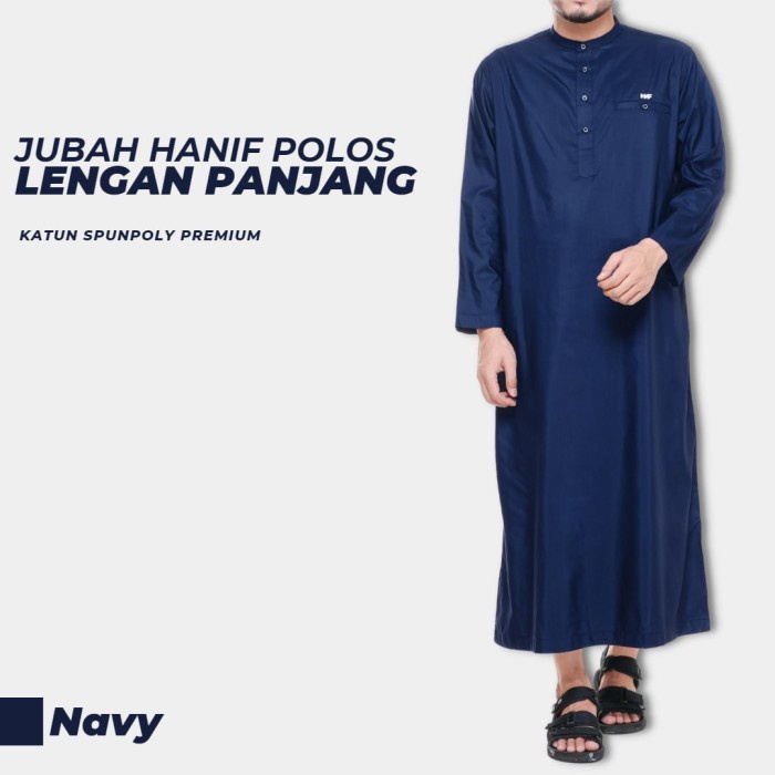 Jubah Pria Arab Pakistan Premium Lengan Panjang Polos Bahan Premium Hanif Moslem Industries Original