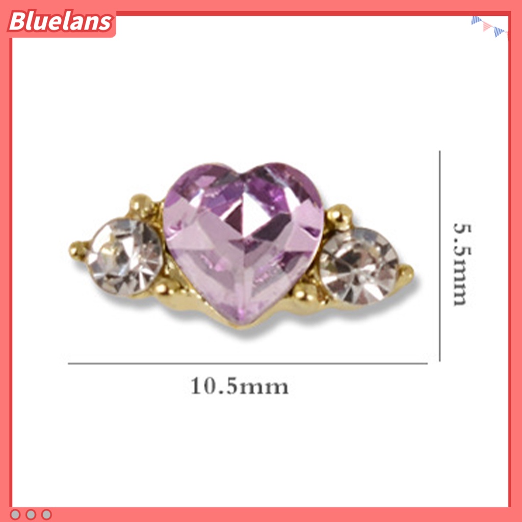 [BLM] 10 Pcs Aksesoris Kuku Indah DIY Manicure Alloy Perhiasan Berwarna Peach Hati Berlian Imitasi Nail Art Dekorasi Perlengkapan Manicure