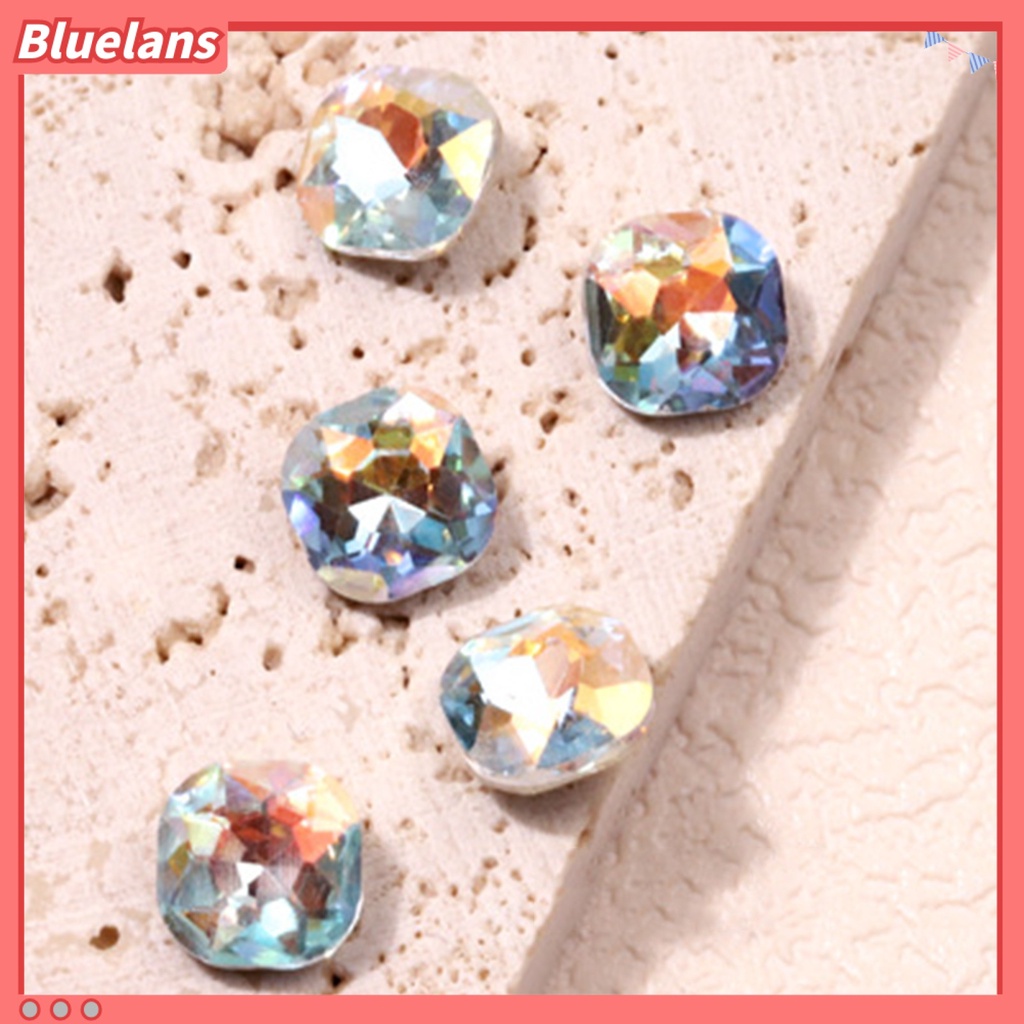 [BLM] 10pcs Nail Art Decor Shining Stunning Efek Visual DIY Sparkling Manicure Faux Crystal Pointed Base Nail Berlian Imitasi Salon Kuku Supply