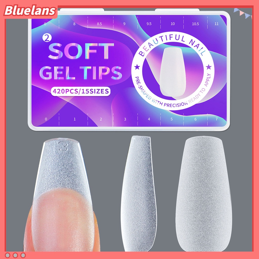 [BLM] 420pcs /Box Kuku Palsu Mudah Di Tempel Tahan Lama Removable Clear Matte Nail Extension Acrylic Extra Pendek Almond Nail Tips Perlengkapan Salon Kuku