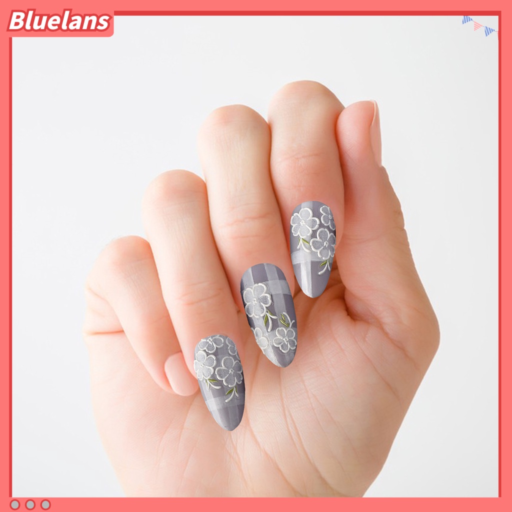 [BLM] 1lembar Stiker Nail Art Mudah Tempel Removable Berbagai Bentuk Desain Kuku 3D Timbul Stiker Kuku Terukir Bunga Nail Decal Nail Salon Aksesoris