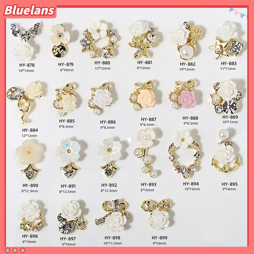 [BLM] 10pcs Hiasan Kuku Tiga Dimensi Bersinar Mudah Tempel Gloss DIY Berkilau Camellia Nail Charm Manicure Designs Nail Salon Supply