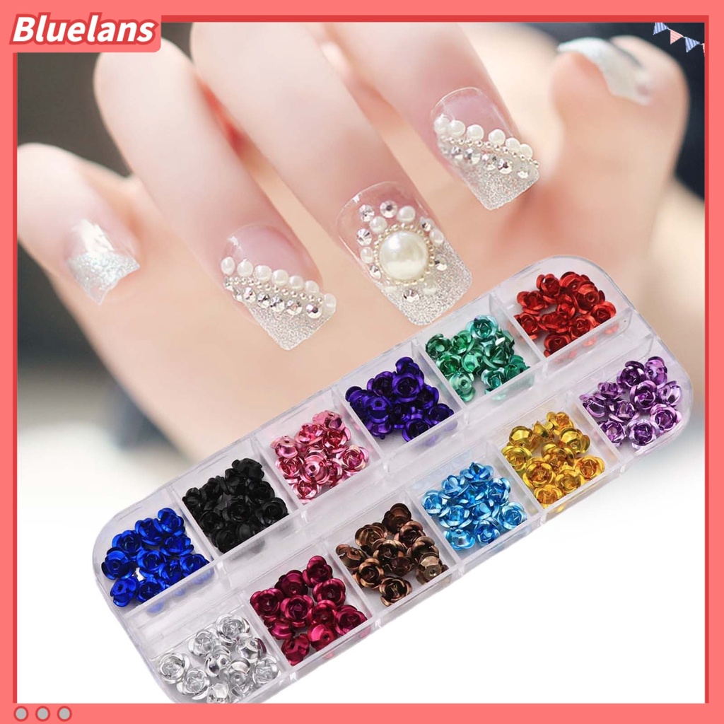 [BLM] 1kotak Flower Nail Art Anti Karat Anti Jatuh Novel 3D Stud Kuku Bunga Bahan Metal Untuk Kuku