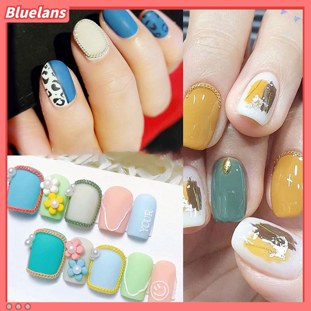 [BLM] 12pcs /Set Dekorasi Kuku Dengan Mudah Menempel DIY Rantai Kuku Metal Logam Charms Berlian Imitasi 3D Ornamen Untuk Perempuan