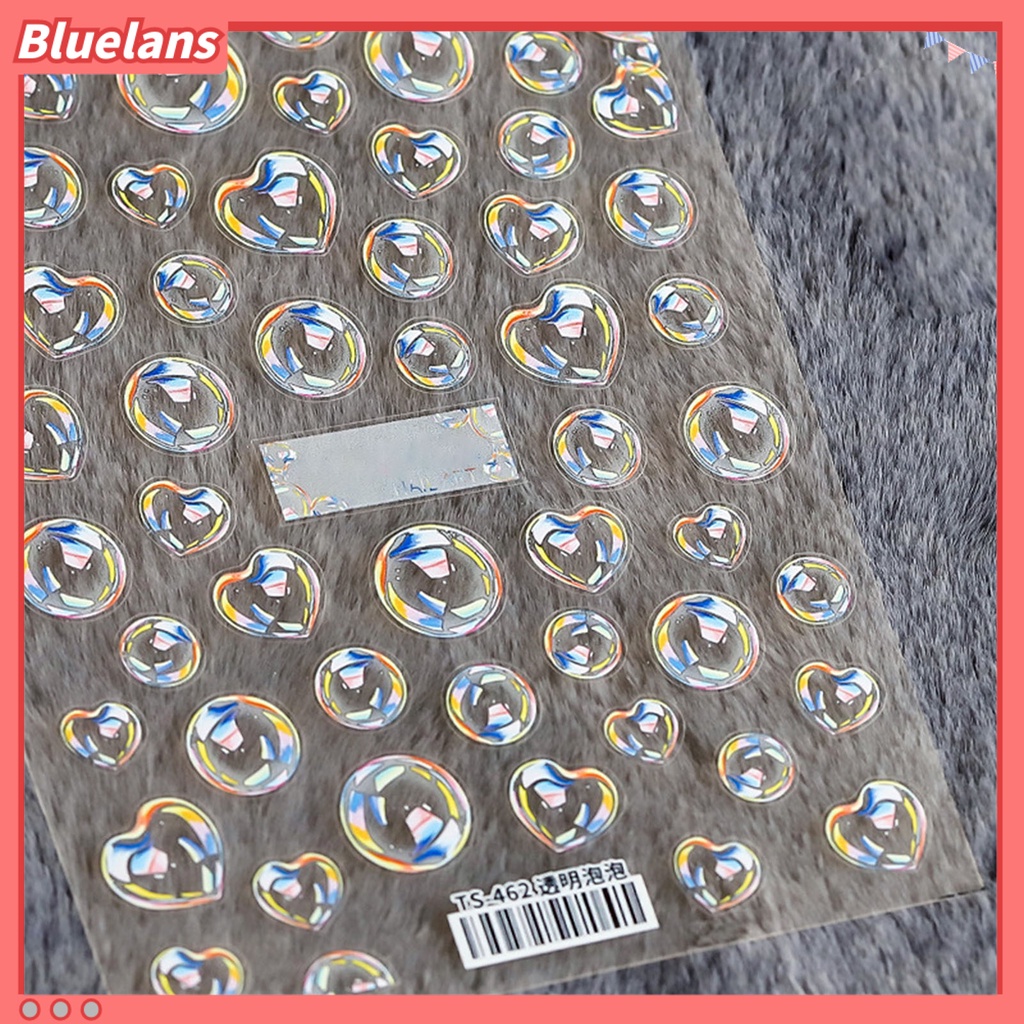 [BLM] Stiker Gelembung Kuku Ukiran Lem Belakang Ultra Tipis Lucu 5D Transparan Fashion Nail Art Design Sticker Untuk Manicure