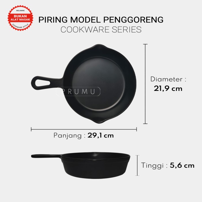 PRUMU Melamin Piring Saji 8 inch - Piring Cafe - Piring Restoran - Piring Lauk - Piring Gagang - Golden Dragon P7008A
