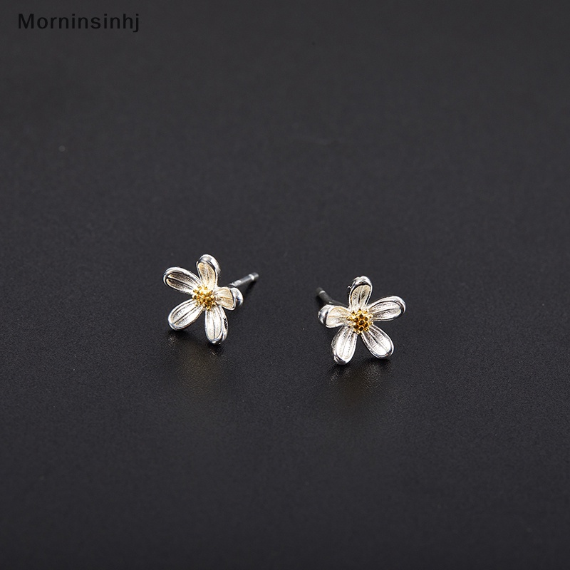 Mornin 1pasang Trendi Berlapis Perak Romantis Fashion Bunga Warna Silver Anting Stud Untuk Wanita Perempuan Gaya Korea Perhiasan Anting Kecil id