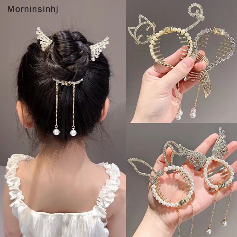 Mornin Elegan Berlian Imitasi Rambut Cakar Klip Bunga Ekor Kuda Gesper Sanggul Ponytail Holder Hair Clip Wanita Perempuan Aksesoris Rambut id