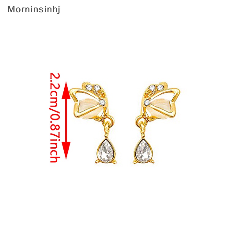 Mornin Desain Kreatif Kupu-Kupu Opal Stud Earrings Fashion Tetesan Air Zirkon Liontin Anting Untuk Wanita Hadiah Hari Valensi Romantis id