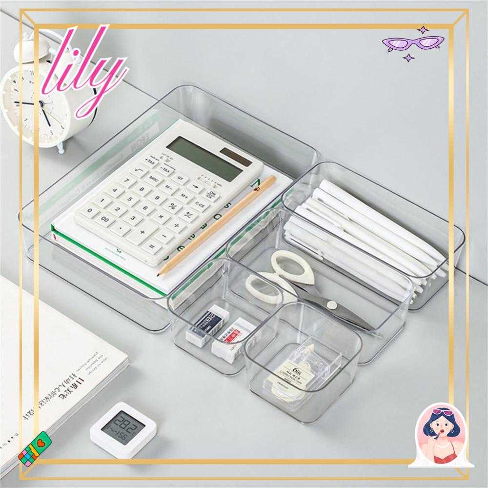 Lily Drawer Organizer Transparan Organizer Rumah Kantor Siswa Hadiah Pembatas Laci