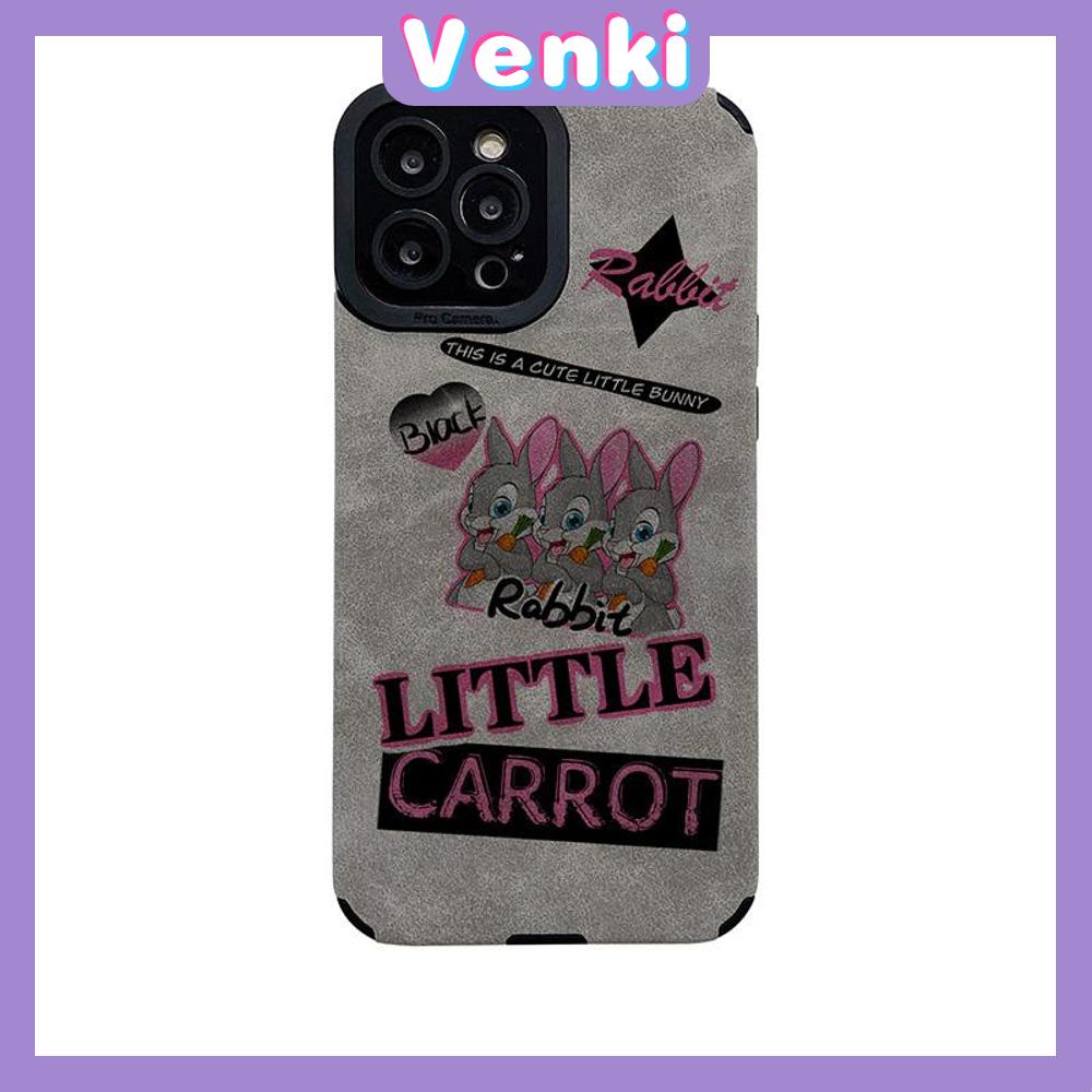 VENKI - Untuk iPhone 11 Case Leather Pupil Suede Case Soft Shockproof Case Camera Simple Cute Bunny Kompatibel dengan iPhone 14 13 Pro max 12 Pro max xr xs 7Plus 8Plus