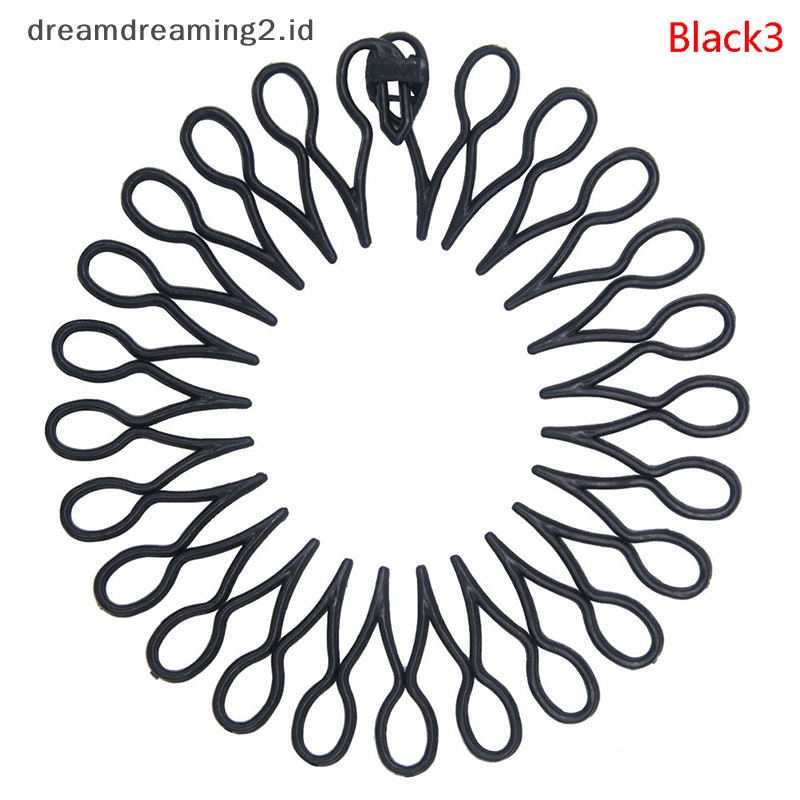 (drea) Wanita Plastik Full Lingkaran Stretch Diamond Flexible Sisir Gigi Bando Rambut Band //