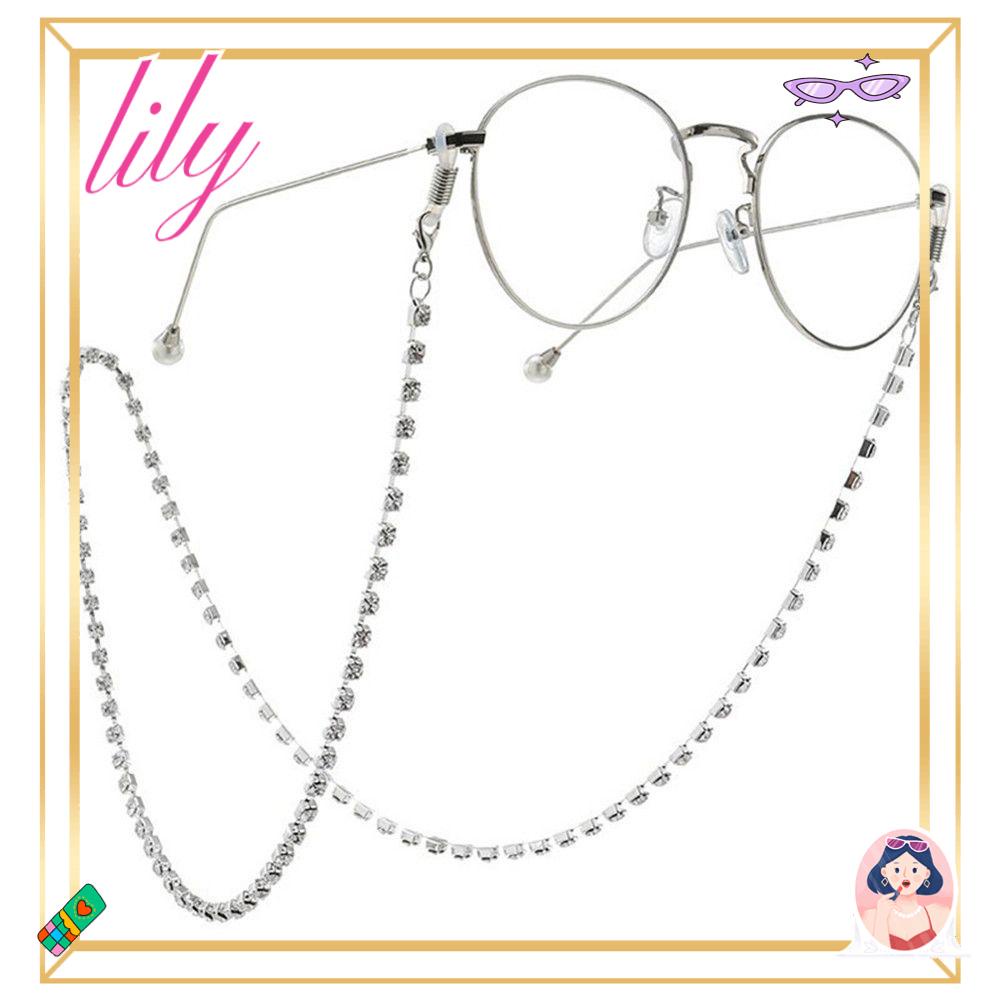 Lily Rantai Kacamata Wanita Kalung Rhinestones Eyeglasses Cord Holder