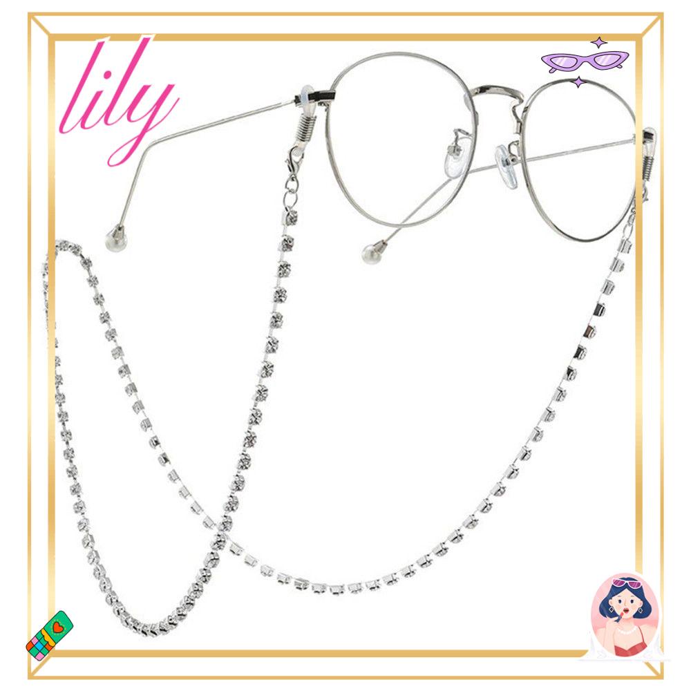 Lily Rantai Kacamata Wanita Kalung Rhinestones Eyeglasses Cord Holder