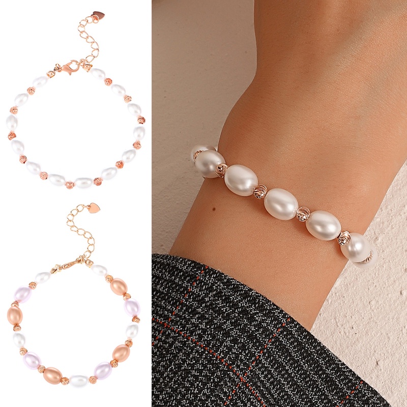 Gelang Mutiara Air Tawar Siswa Perempuan Pacar Desain Sederhana Baroque Pearl Bracelet