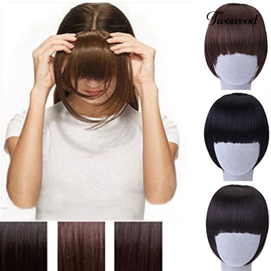 Twowood Pretty Girl's Clip on/in Poni Rapi Lurus Palsu Bob Style Fringe Sopak