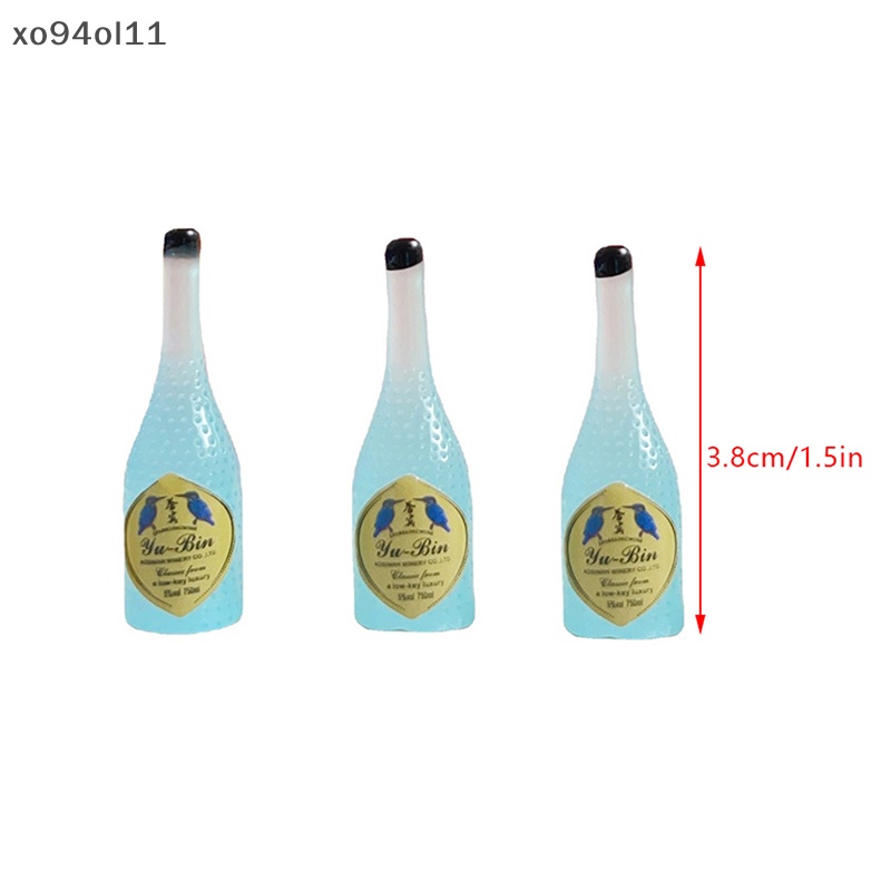 Xo 3Pcs Luminous Blue Wine Bottle Botol Bir Ornamen Dekorasi Lanskap Mikro Rumah Boneka Miniatur Mainan OL