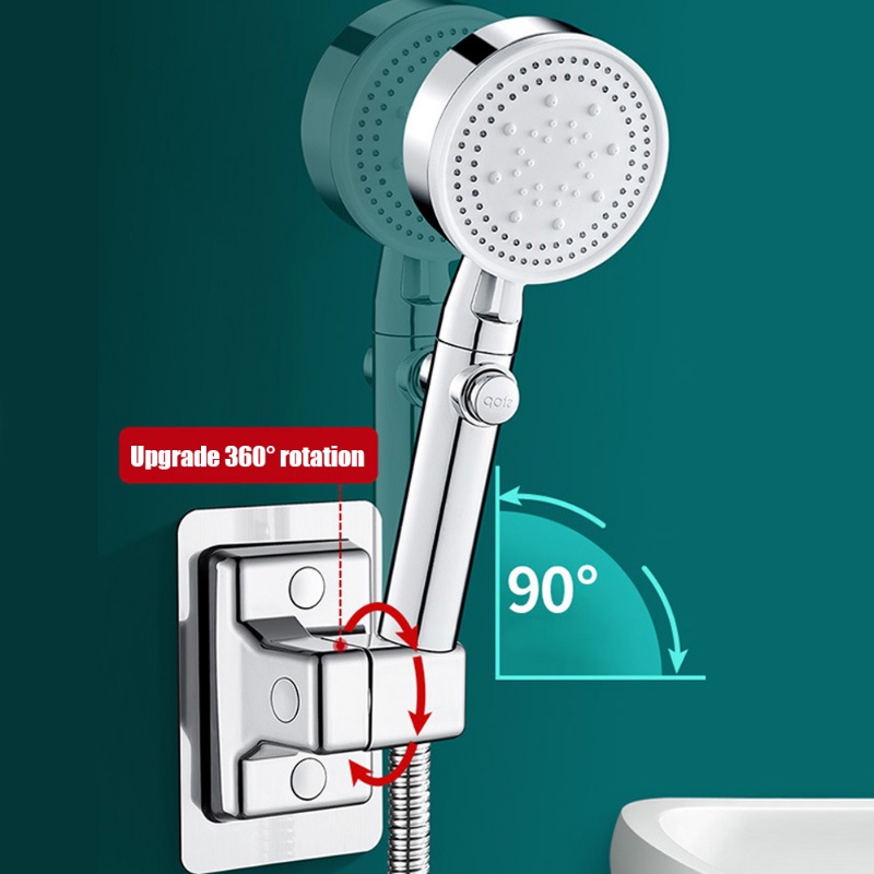 Sepatu ABS High Quality90° Stand Kepala Shower Perekat Diri Adjustable360° Rotatable Punch Free Universal Shower Head Holder Rumah Tangga Aksesoris Kamar Mandi Hotel