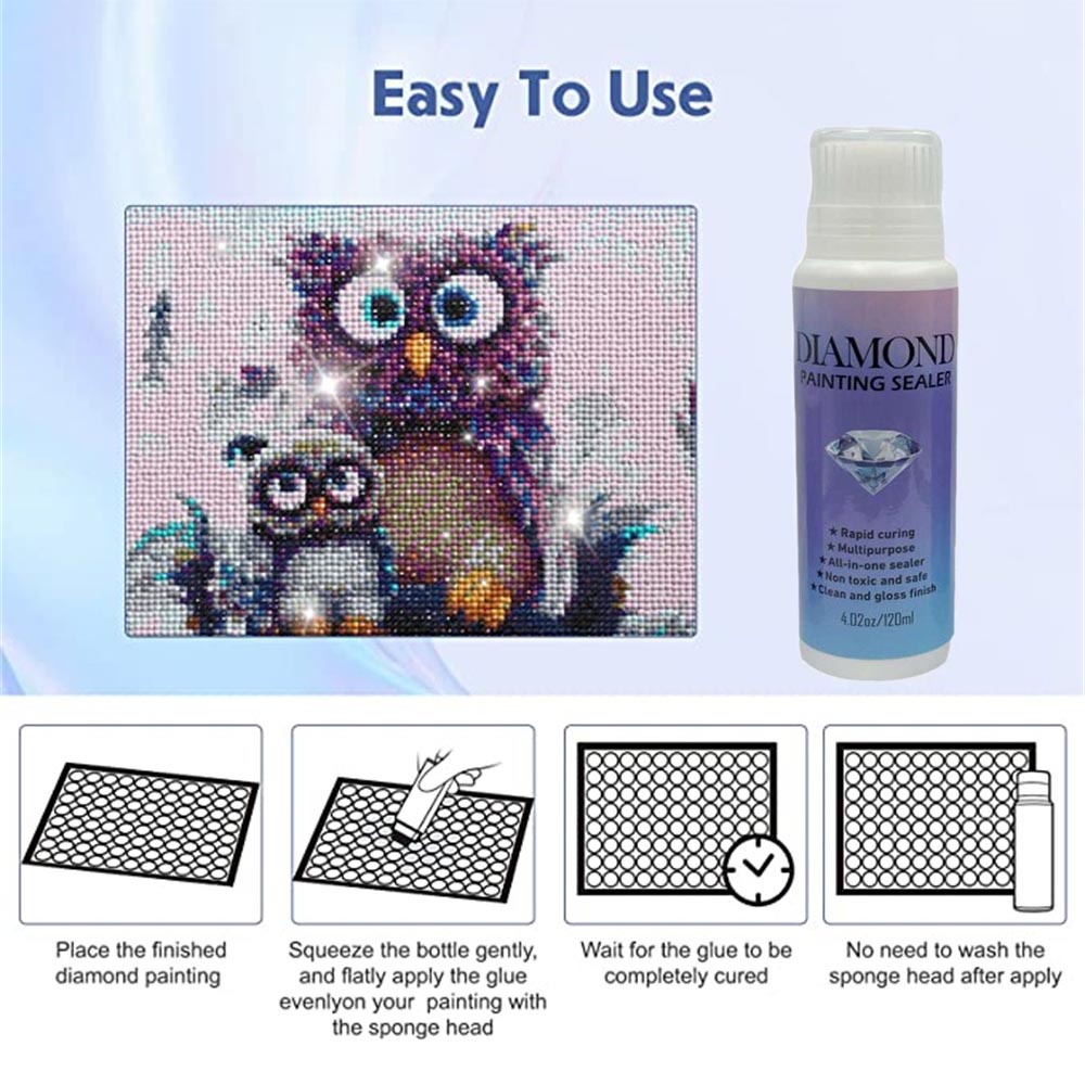 ღ 120ml Diamond Painting Sealer 5d Diamond Painting Art Glue Painting Puzzle Aksesoris Jahitan Silang Mosaik Cepat Kering