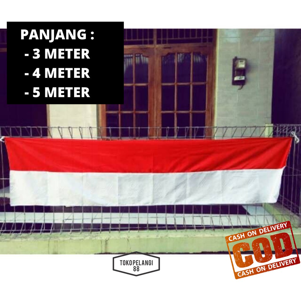 PROMO KEISTIMEWAAN Bendera Merah Putih Panjang Lurus Bendera Indonesia Panjang 3 Meter 4 dan 5 M / R