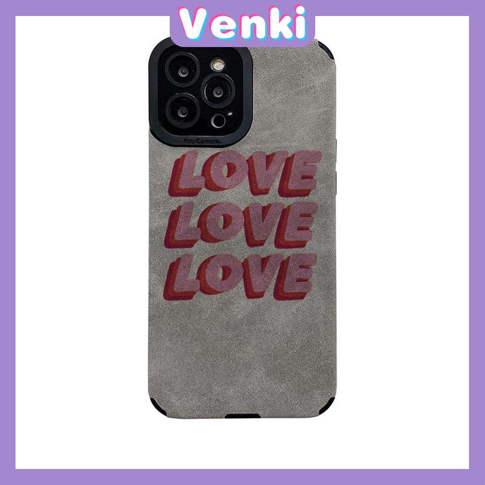 VENKI - Untuk iPhone 11 Case Leather Pupil Suede Case Soft Shockproof Case Camera Simple Cute Pink English Kompatibel dengan iPhone 14 13 Pro max 12 Pro max xr xs 7Plus 8Plus